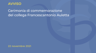 Cerimonia di commemorazione del collega Francescantonio Auletta
