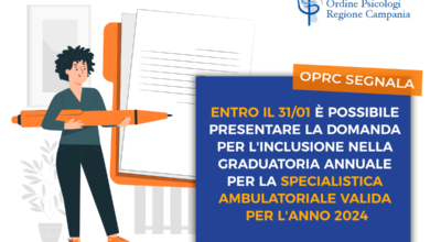 Entro il 31/01 è possibile presentare la domanda per l’inclusione nella graduatoria annuale per la specialistica ambulatoriale valida per l’anno 2024