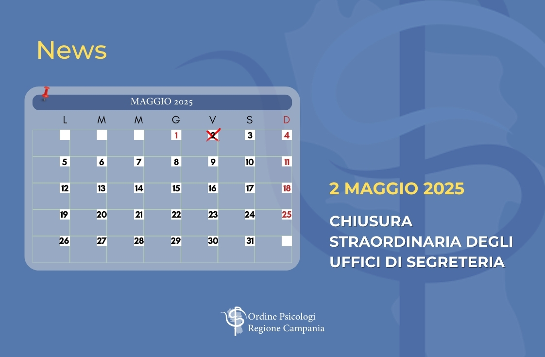 02 maggio 2025: Chiusi gli uffici di Segreteria