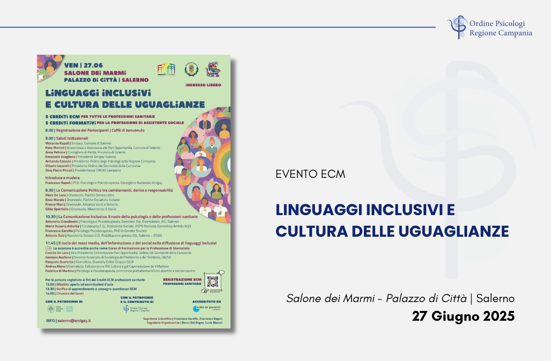 Evento ECM: “Linguaggi Inclusivi e Cultura delle uguaglianze”