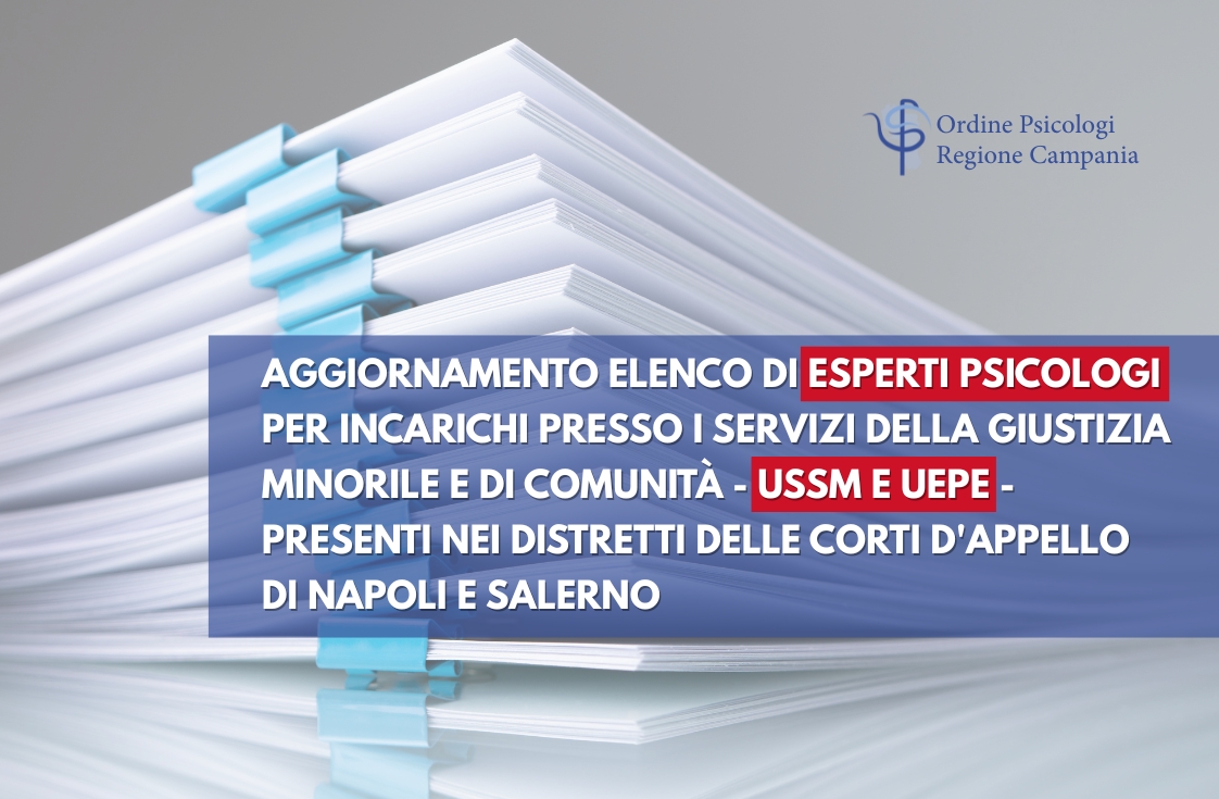 Avviso pubblico per psicologi: selezione e aggiornamento elenco esperti per incarichi nei Servizi della Giustizia Minorile e di Comunità