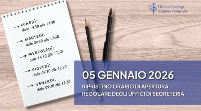 Ripristino orario di apertura regolare degli uffici di segreteria