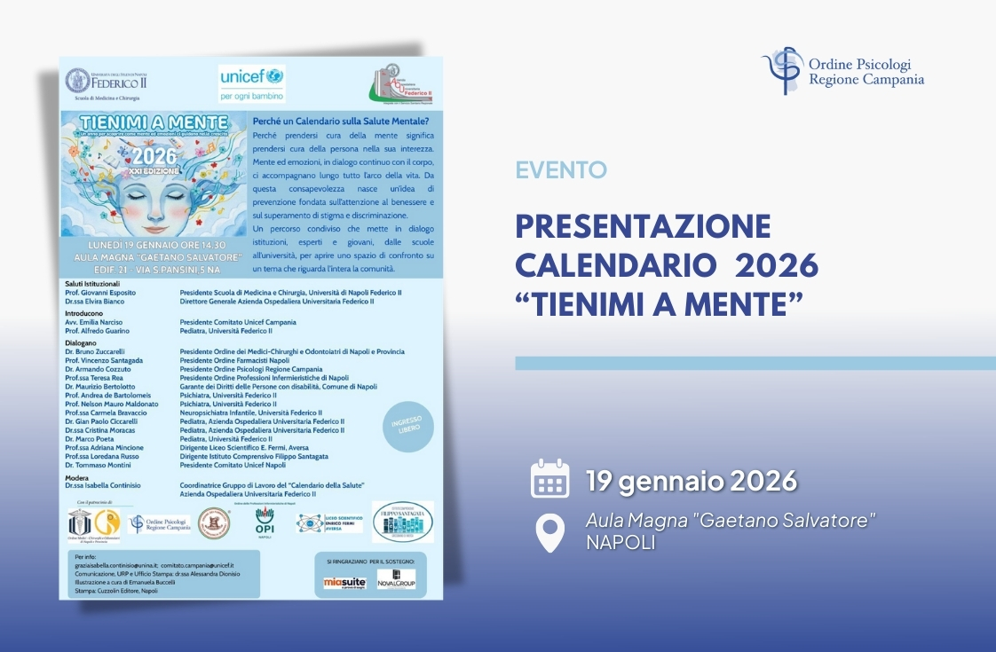 Presentazione “Tienimi a mente” – XXI ed. del calendario sulla salute mentale