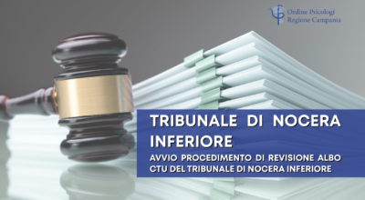 TRIBUNALE DI NOCERA INFERIORE – Avvio procedimento di revisione Albo CTU del Tribunale di Nocera Inferiore, ex art. 18 disp att. c.p.c. e art. 6 del D.M. 109/2023. Presentazione della domanda dal 01/05/2026 al 30/05/2026
