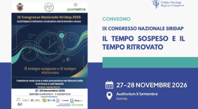IX Congresso Nazionale SIRIDAP. Il tempo sospeso e il tempo ritrovato. Traiettorie nella cura e nella prevenzione nei disturbi della Nutrizione e nell’obesità