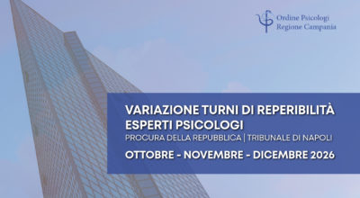 Variazione turni Esperti Psicologi: Ottobre, Novembre e Dicembre 2026